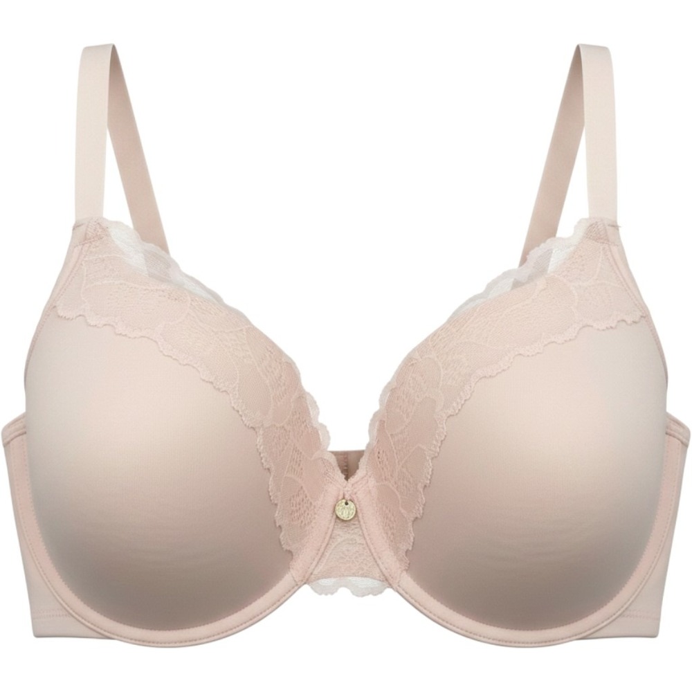 Natori Pure Luxe Bra Womens 34DD Pink Lace Trim Full Fit Contour